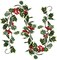 Christmas Holly Garland with Berries Artificial Garland(Green)